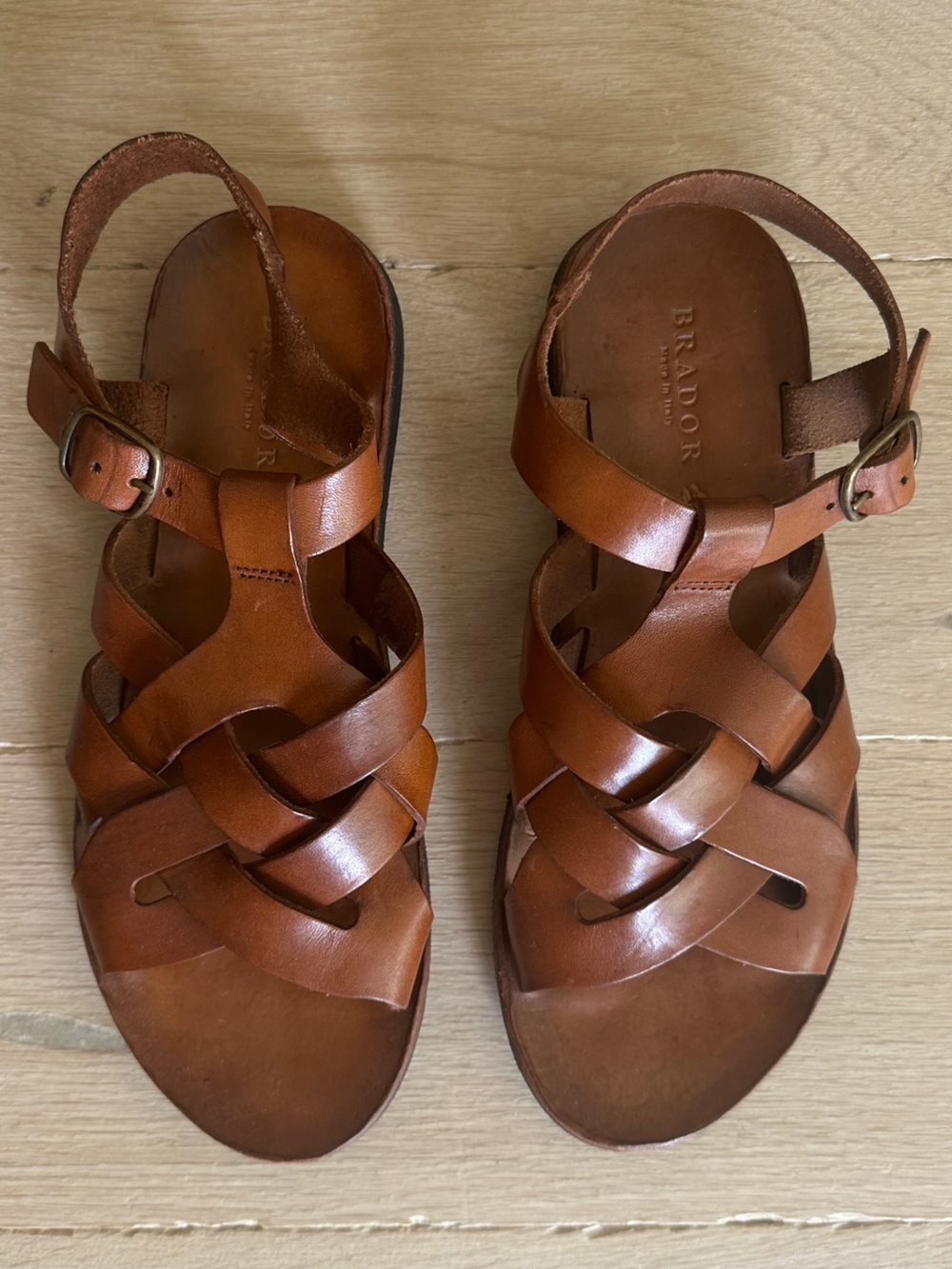 Brador Women's Tan Braided Leather Sandals